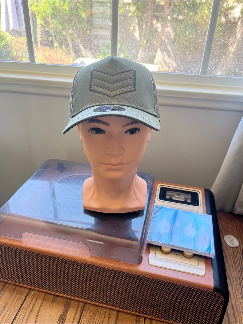 Structured Chevron Trucker Cap - Olive Green